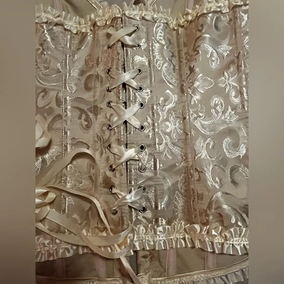 Source Unknown/Women’s NWOT Gold and Cream Lace-Up Corset Size S - Picture 6 of 8